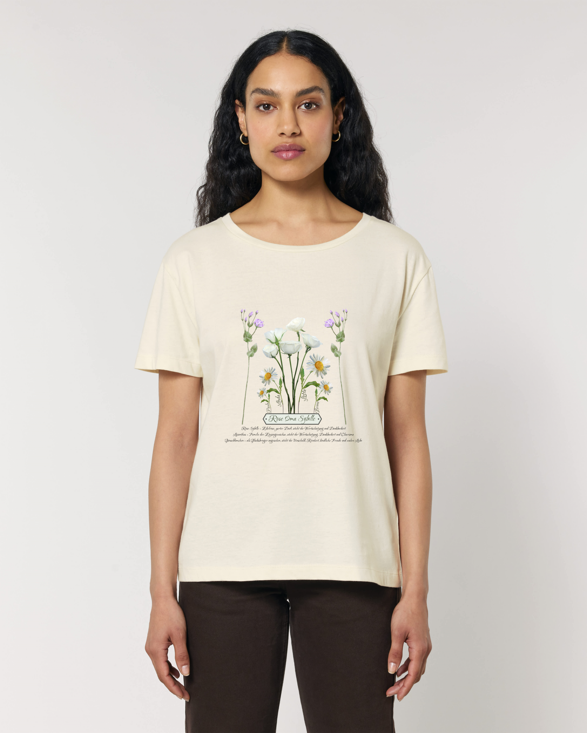 Frauen T-Shirt Dili | mit Blume Oma Design